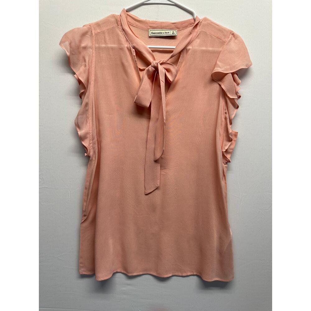 Abercrombie and Fitch Pink Sheer Sleeveless Blouse‎ Flutter Sleeves